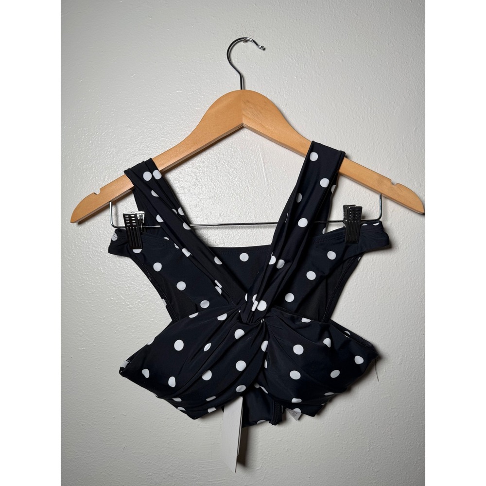 Milly Womens Black White Polka Dot Bandeau Bikini Set Small New